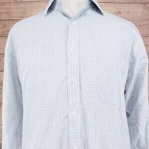 Tasso Elba Shirt Mens  18 2XL Plaid Long Sleeve Non-Iron Egyptian Cotton -L1